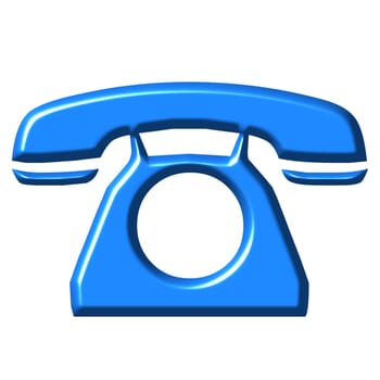 3d azure telephone isolated in white