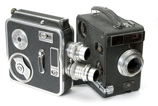 two isolated retro hand cameras for amateurfilm