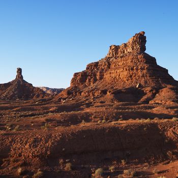 Garden of the Gods rock formations in desert land of Utah.