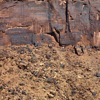 Close-up of red rock wall in Utah.