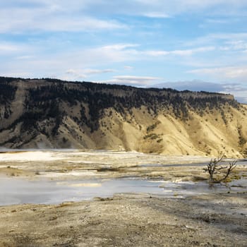 Mountains with barren valley at Yellowstone National Park, Wyoming.