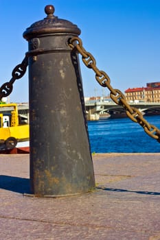 Barrier on embankment in Saint-Petersburg