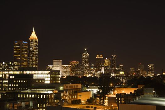 Nightscape of Atlanta, Georgia skyline.