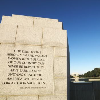 World War II Memorial in Washington, DC, USA.