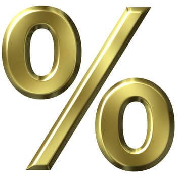 3d golden percentage symbol isolated in white