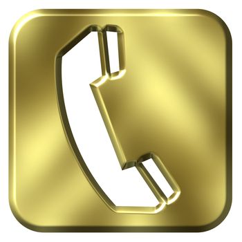 3d golden telephone sign isolated in white