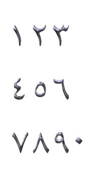 3d silver arabic numbers isolated in white