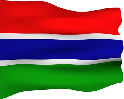 3d flag of Gambia isolated in white