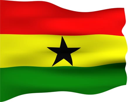 3d flag of Ghana isolated in white