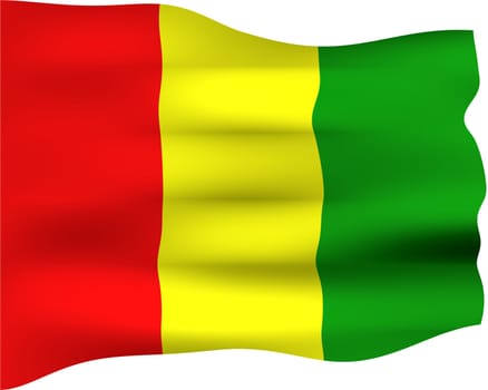 3d flag of Guinea isolated in white