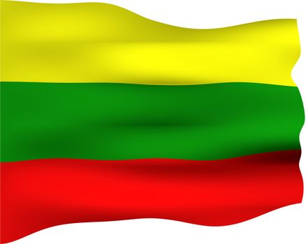 3d flag of Lithuania isolated in white