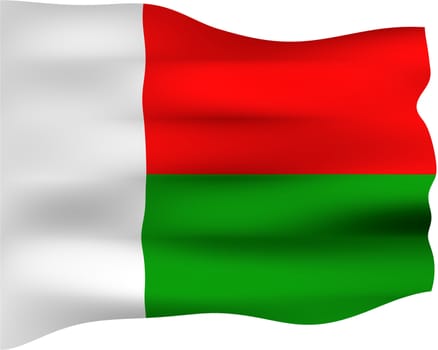 3d flag of Madagascar isolated in white
