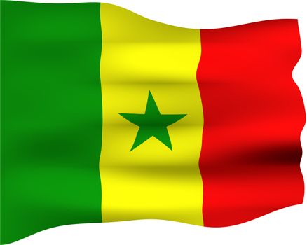 3d flag of Senegal isolated in white