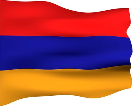 3d flag of Armenia isolated in white