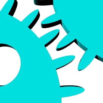 An illustration for two blue gears on a white background.