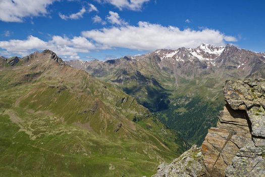 summer view of Pejo valley in Stelvio National Park, Trentino, Italy