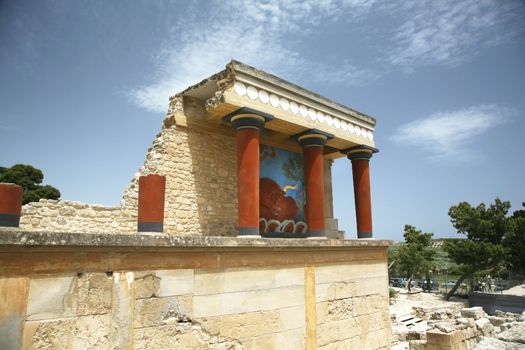 ruins of the knossos temple in crete greece