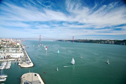 lisboa from the top of discovery monument at belem