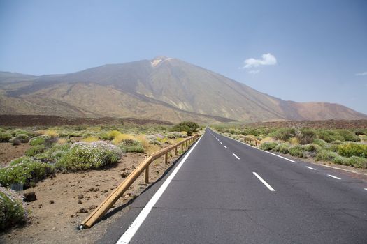 road near the teide volcano in tenerife spain