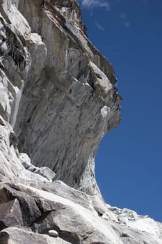 Huge rock cornice. Cordillera Blanca Mountains, Peru.