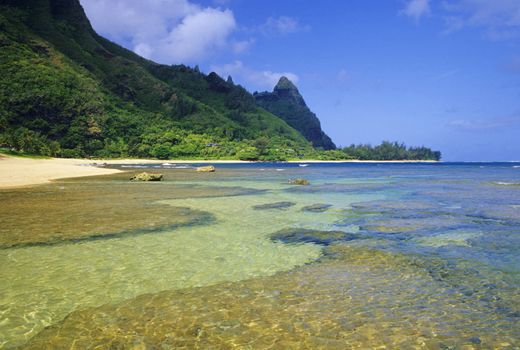 Tunnels Beach is one of the most popular locations for snorkeling and scuba diving in all of Hawaii. Located on the north shore of Kauai.
