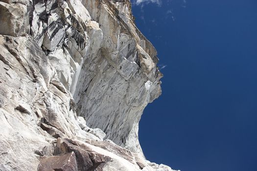 Huge rock cornice. Cordillera Blanca Mountains, Peru.