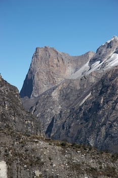 Sphinx mountain in Paron valley. Cordillera Blanca Mountains. Peru.