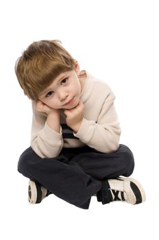 a cute young child shot on a white background