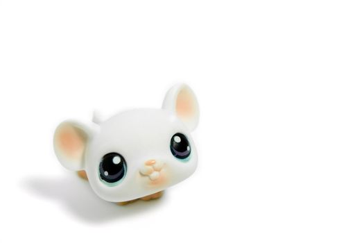 cute toy mouse with big eyes, isolated on white