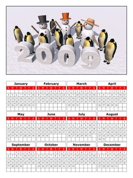 a calendar for the new year 2009