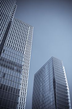 Street view impression from the downtown Frankfurt business district.