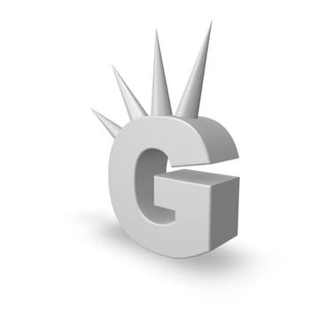 letter g with prickles on white background - 3d illustration