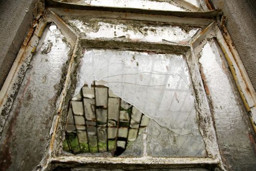 broken window of a winter quarters