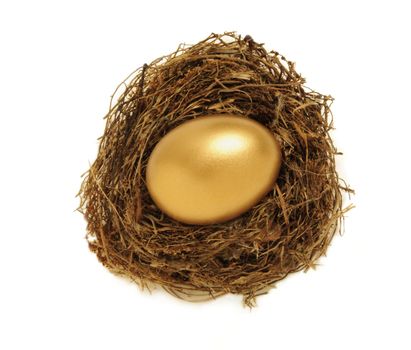Golden egg in a nest representing retirement savings or security