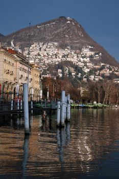 Lake in Lugano in Switzerland 