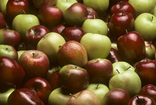Mixed varieties of apples, including red delicious, MacIntosh, Fuji and Granny Smith