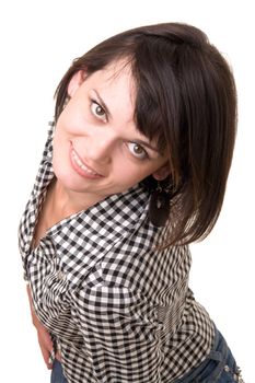 Female portrait. The beautiful girl on a white background.