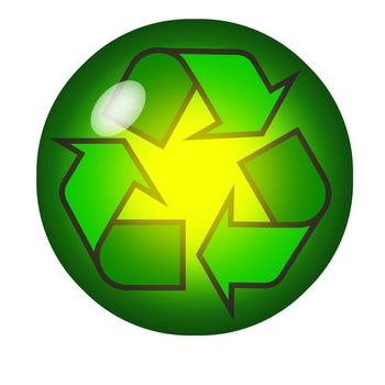 Recycling symbol inside a crystal ball or marble