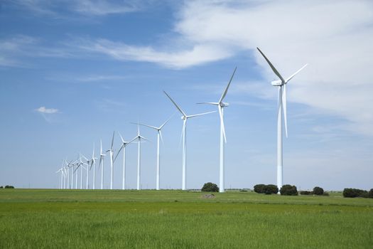 energy wind mills on the country of la mancha in spain