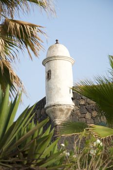 sentry box  at castle of puerto de la cruz tenerife spain