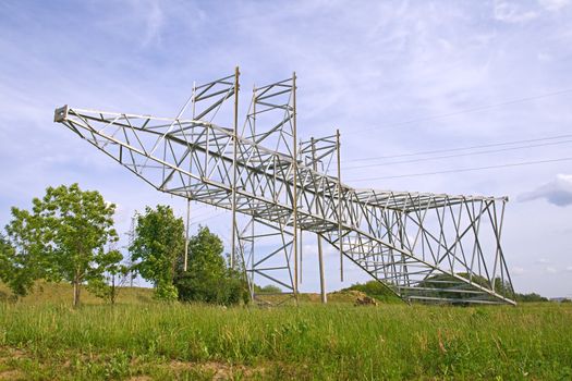 A power transmission pole ready to be mounted