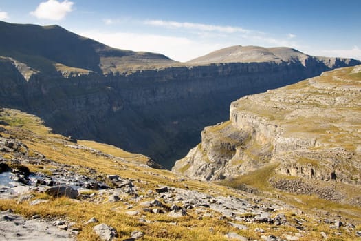 Ordesa big beauty valley on the morning time. National Park.