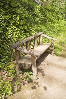wood bench at a natural park in saragossa aragon spain