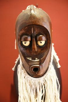 front view of a wood african mask