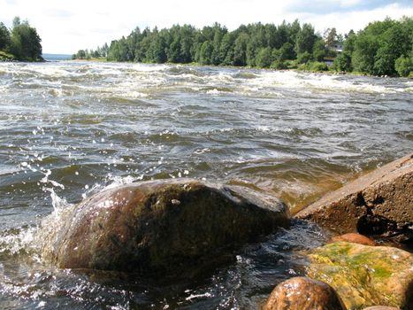 Vuoksa river stream in Karelia