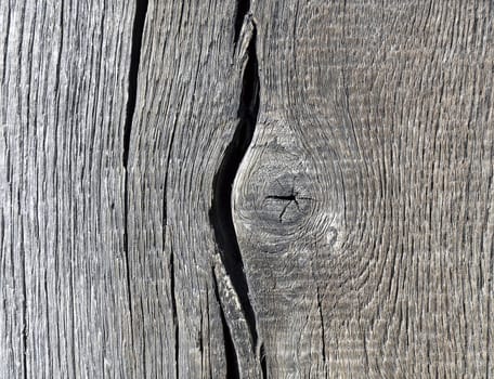 Closeup showing texture on old weathered wood beam 
