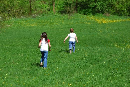 happy kids playing on a sunny day