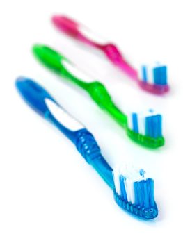 Toothbrushes isolated against a white background
