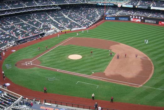 Mets fans await an early season National League baseball game