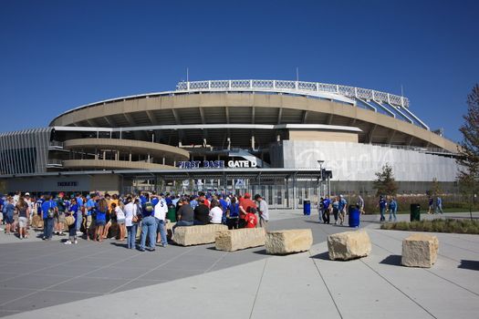 Fans line up to enter the Royals home ballpark